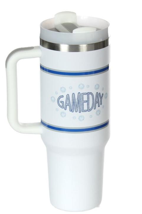 40 oz. Handle Game Day Tumbler - White/Blue