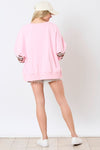 Football Ribbon Sequin Sweatshirt - Pink