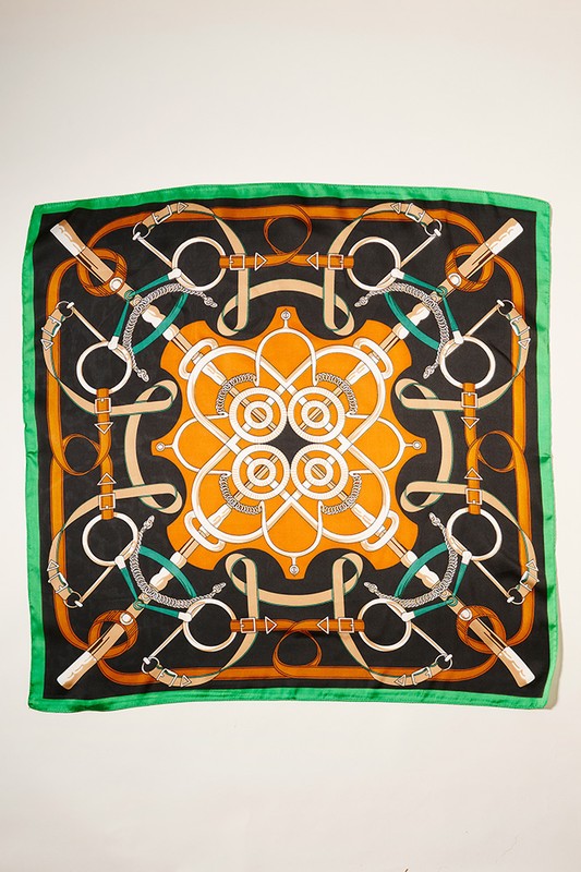 Belts Pattern Square Scarf - Green
