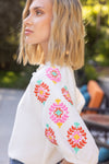 Embroidered Raglan Sleeve Top - Ivory