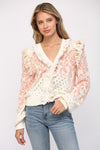 Ruffle Trim Button Front Sweater - Ivory