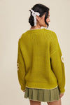 Flower Detail Chunky Sweater - Pistachio