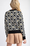 Daisy Pattern Crewneck Sweater - Black