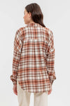 Collared Button-Down Plaid Top - Terracotta