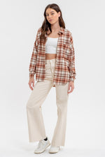 Collared Button-Down Plaid Top - Terracotta