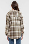 Collared Button-Down Plaid Top - White