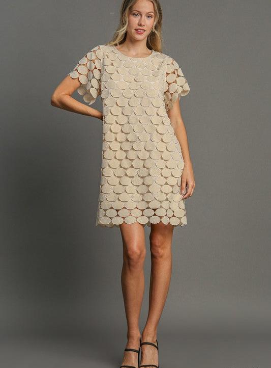 Polka Dot Lace Dress - Natural