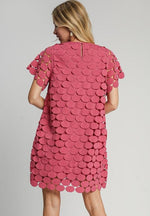 Polka Dot Lace Dress - Raspberry