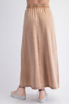 Mineral Washed Terry Maxi Skirt - Camel