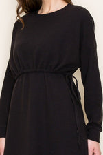 Drawstring Layered Dress - Black