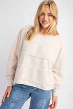 Brushed Knit Terry Pullover Top - Lt. Khaki