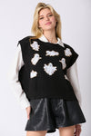 Ghost Sequin Sweater Vest - Black