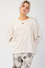 Flower Patch Washed Terry Top - Ecru