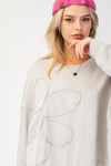 Flower Patch Washed Terry Top - Stone Grey