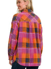 Fleece Plaid Shacket - Magenta/Orange