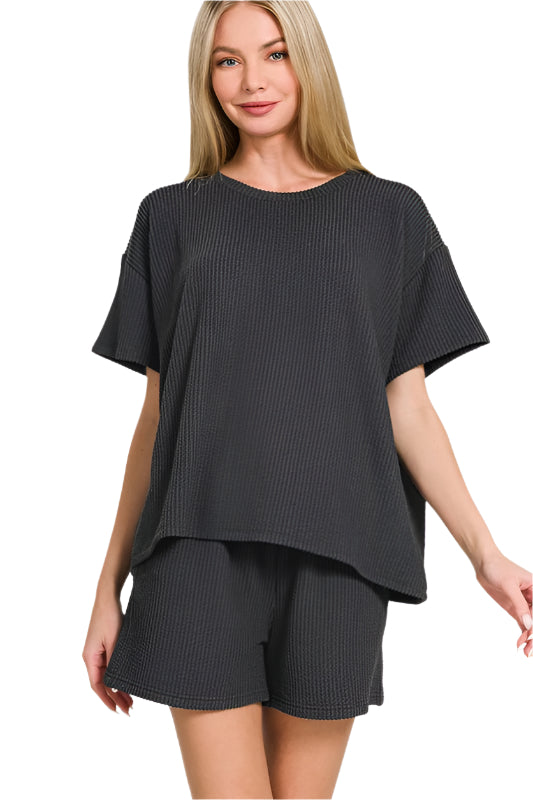 Ribbed Pocket Shorts - Black