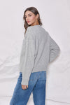 Rhinestone Embellished Sweater - Grey