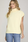 Sleeveless Turtleneck Sweater Top - Cream