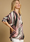 Satin Abstract Print Top - Mauve