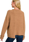 Asymmetrical Hem Sweater - Deep Camel