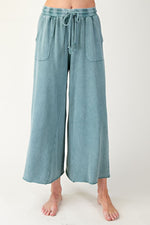 Mineral Wash Boho Pant - Teal Green