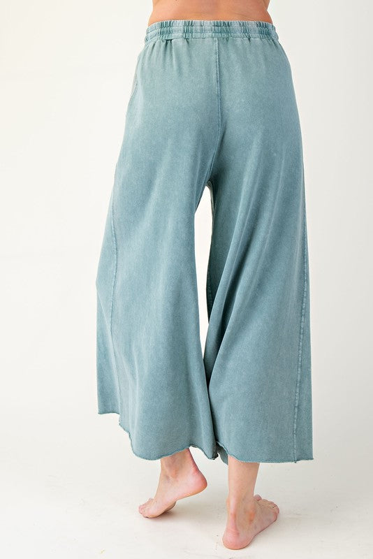 Mineral Wash Boho Pant - Teal Green