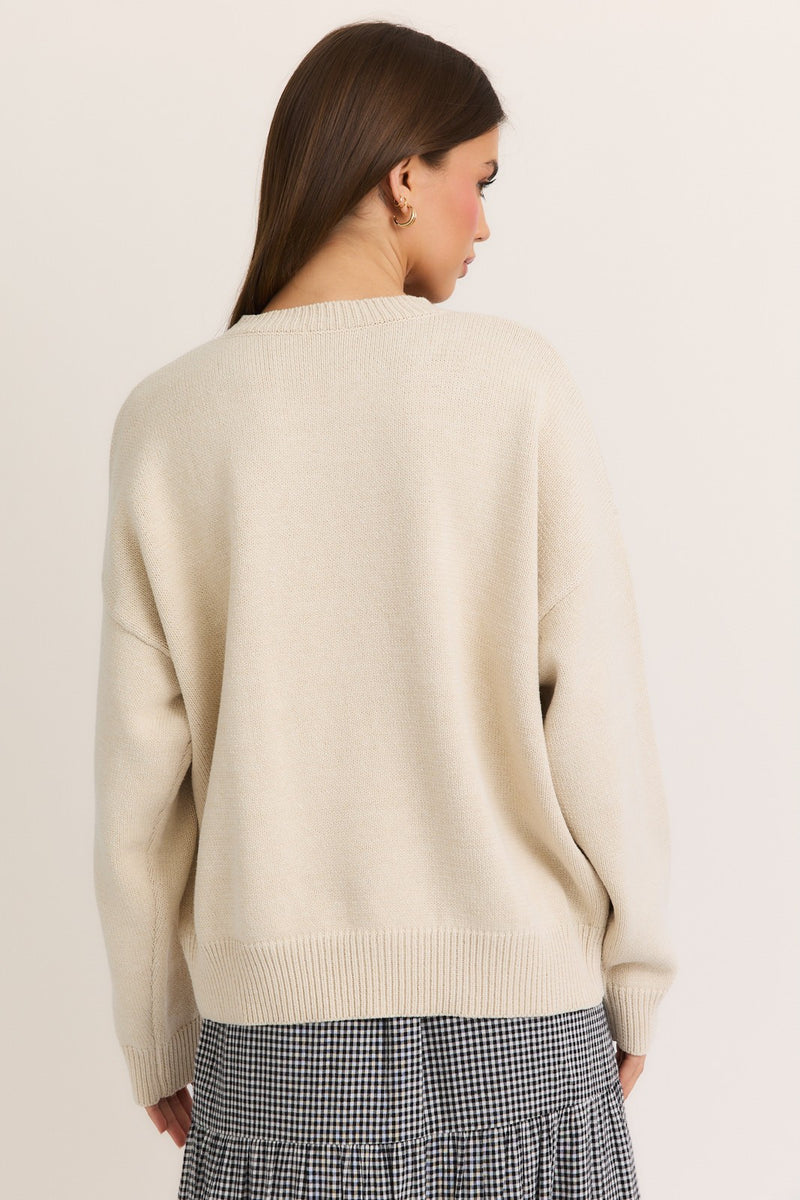 Cherry Bear Sweater - Natural