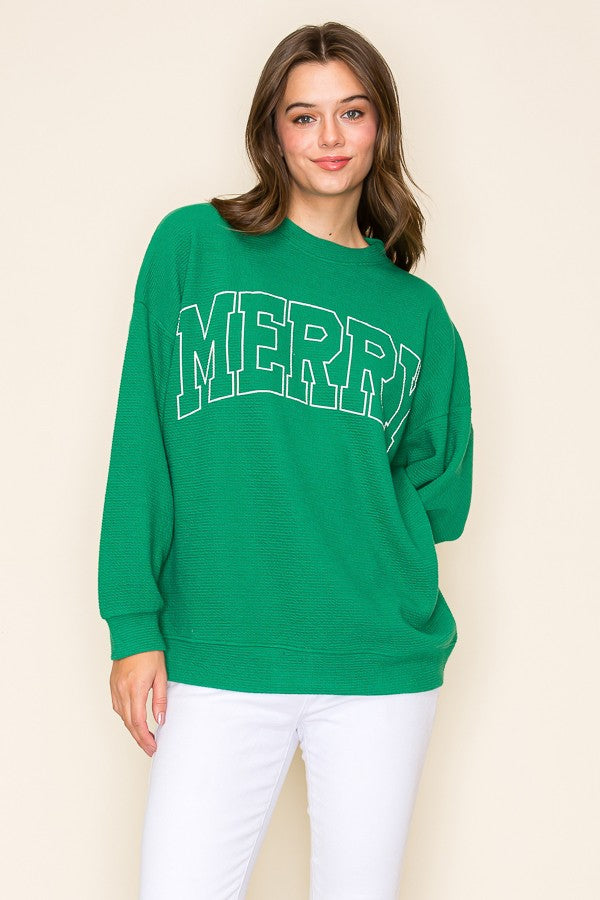 "Merry" Crewneck Sweatshirt - Green