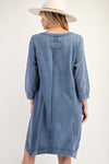 Mineral Washed Terry Dress - Denim