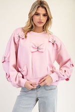 Butterfly Bow Glam Top - Sweet Pink