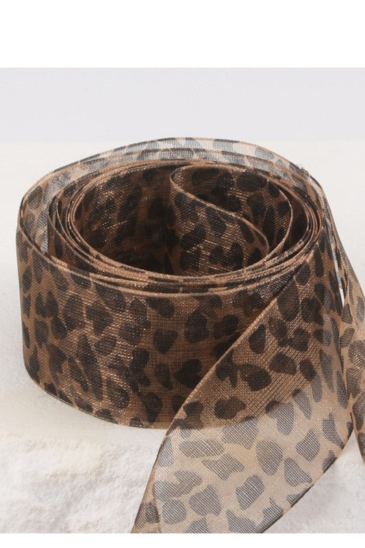 Wide Ribbon Organza Shoelaces - Brown Leopard