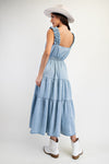 Chambray Tiered Maxi Dress - Lt. Denim