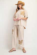 Flower Patches Knit Top - Khaki