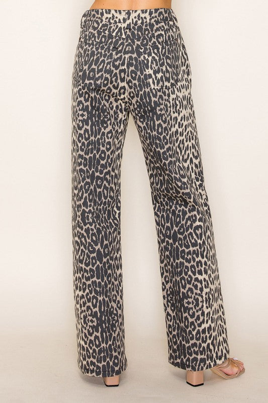 HW Leopard Print Jean - Brown/Blk