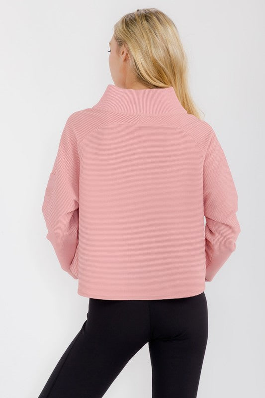 Oversized Collar Snap Button Top - Mauve