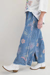 Floral Print Chambray Pant - Lt. Denim