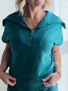 Oversized Collar Zip Scuba Top - Hunter