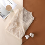 Mesh Lace Mock Neck Top - White