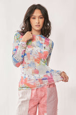 Abstract Architectural Mesh Top - Colbalt