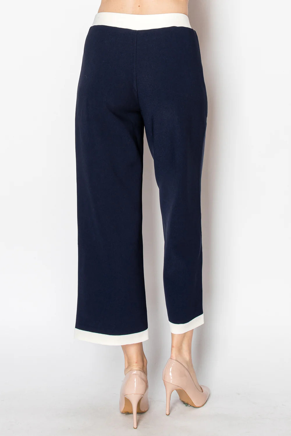Kiara Contrast Hem Pant - Navy