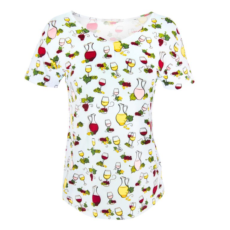 Wine Tasting Bloom Pj Top - Lt. Blue