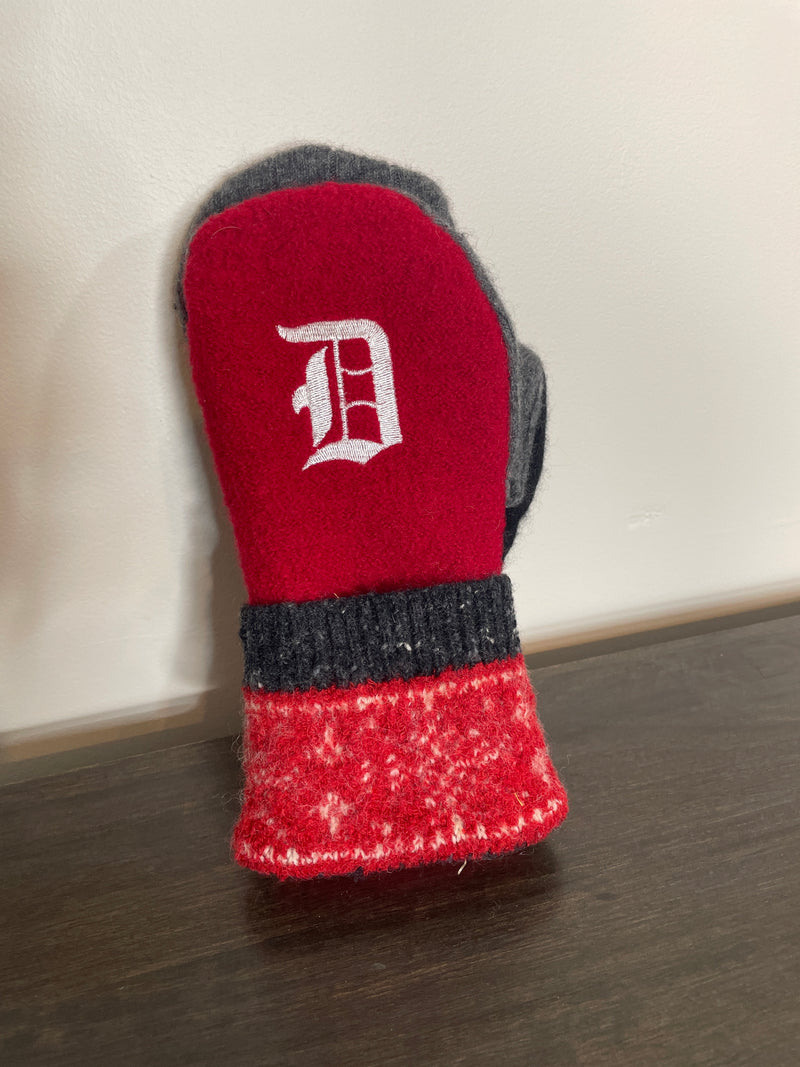 Wear-It-Again Wool Mittens - Red Wing "D"