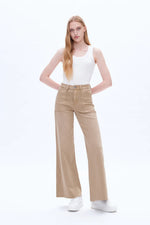 BYW8103 Wide Leg Patch Pocket Jean - Khaki