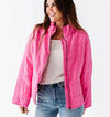 Quilted Zip Closure Jacket - Hot Pink