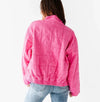 Quilted Zip Closure Jacket - Hot Pink