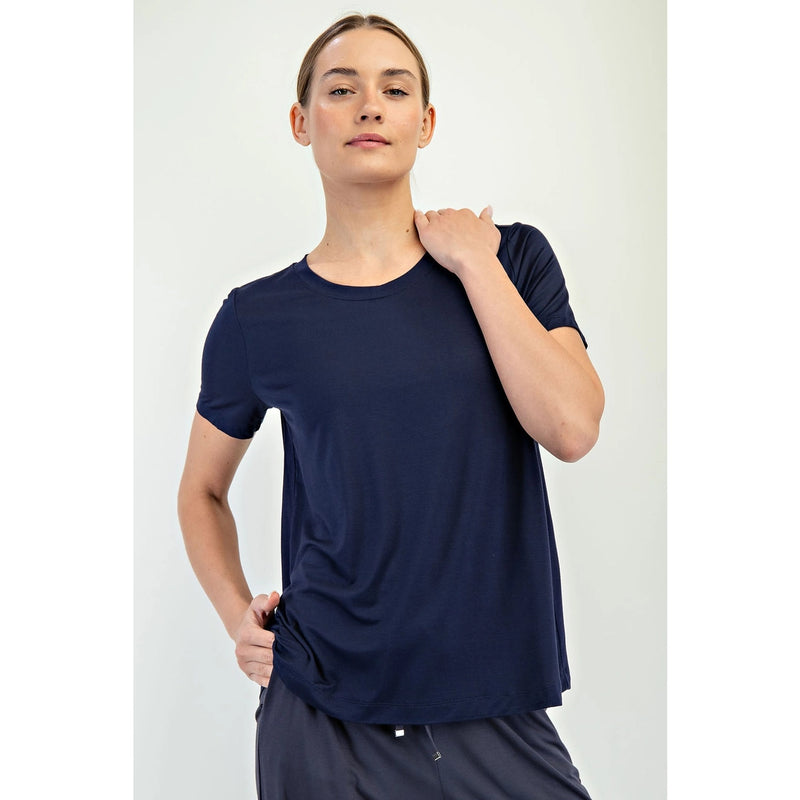 Modal Short Sleeve Top - Navy