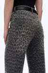 BYW8214 HR Wide Leg Leopard Jean - Black