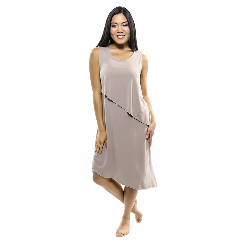 SKNY T Asymmetrical Dress - Light Mocha