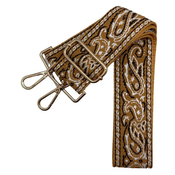 Paisley Guitar Purse Strap - Gold/Blk