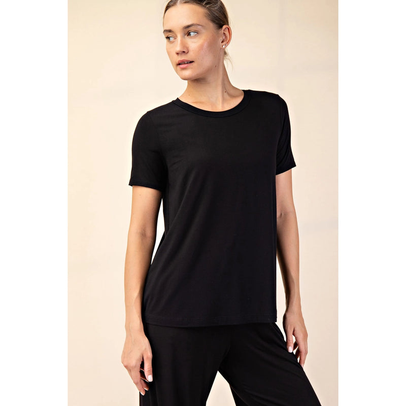 Modal Short Sleeve Top - Black